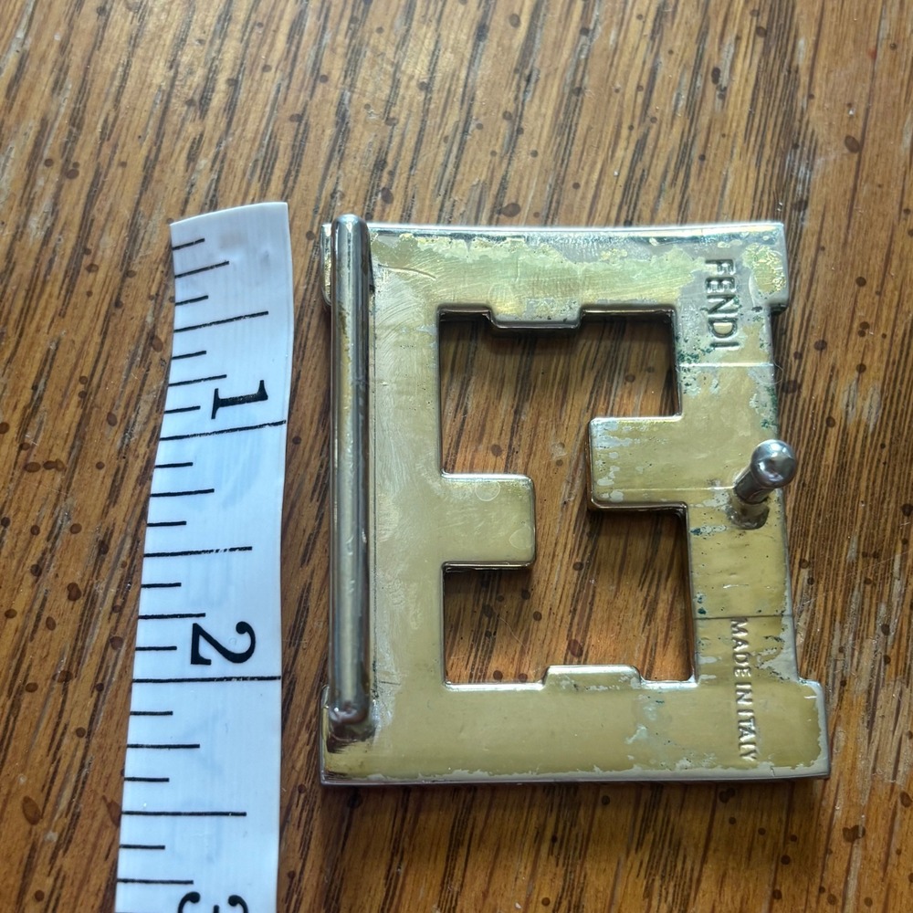 Fendi FF Zucca Logo Belt Buckle ONLY Silver Black Made in Italy - Picture 6 of 10